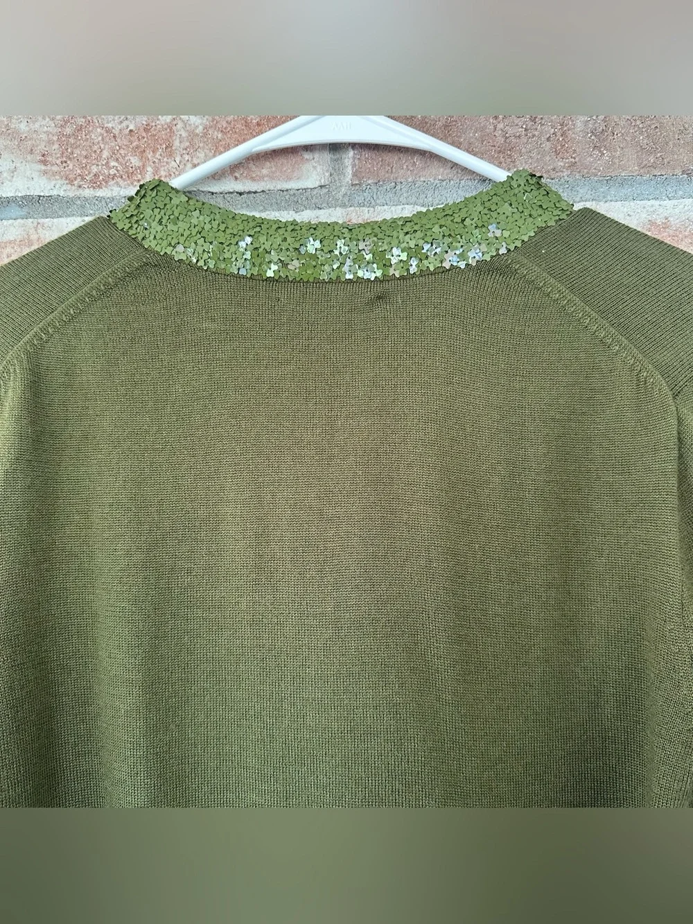 J. Crew Green Sequin Cardigan Sweater Women’s Small Merino Wool Button Up